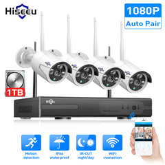 Hiseeu 8CH Wireless CCTV System 1080P 1TB 4pcs 2MP NVR IP IR-CUT outdoor CCTV Camera IP Security System Video Surveillance Kit